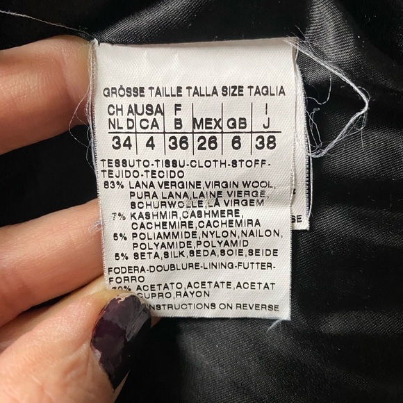 Max Mara Wool Cashmere Black&White Tweed Coat Size 4 - Picture 6 of 7